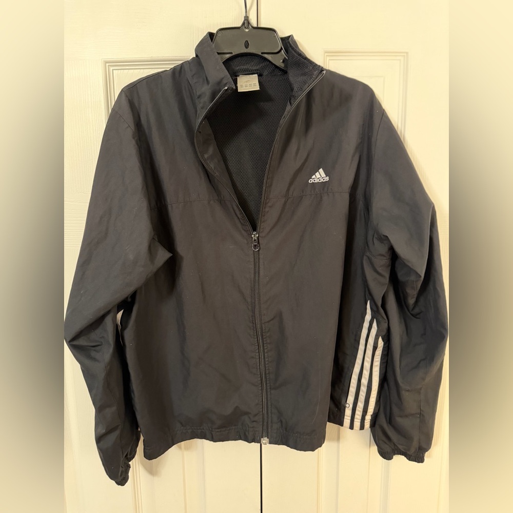 adidas Black Track Jacket with White Side Stripes